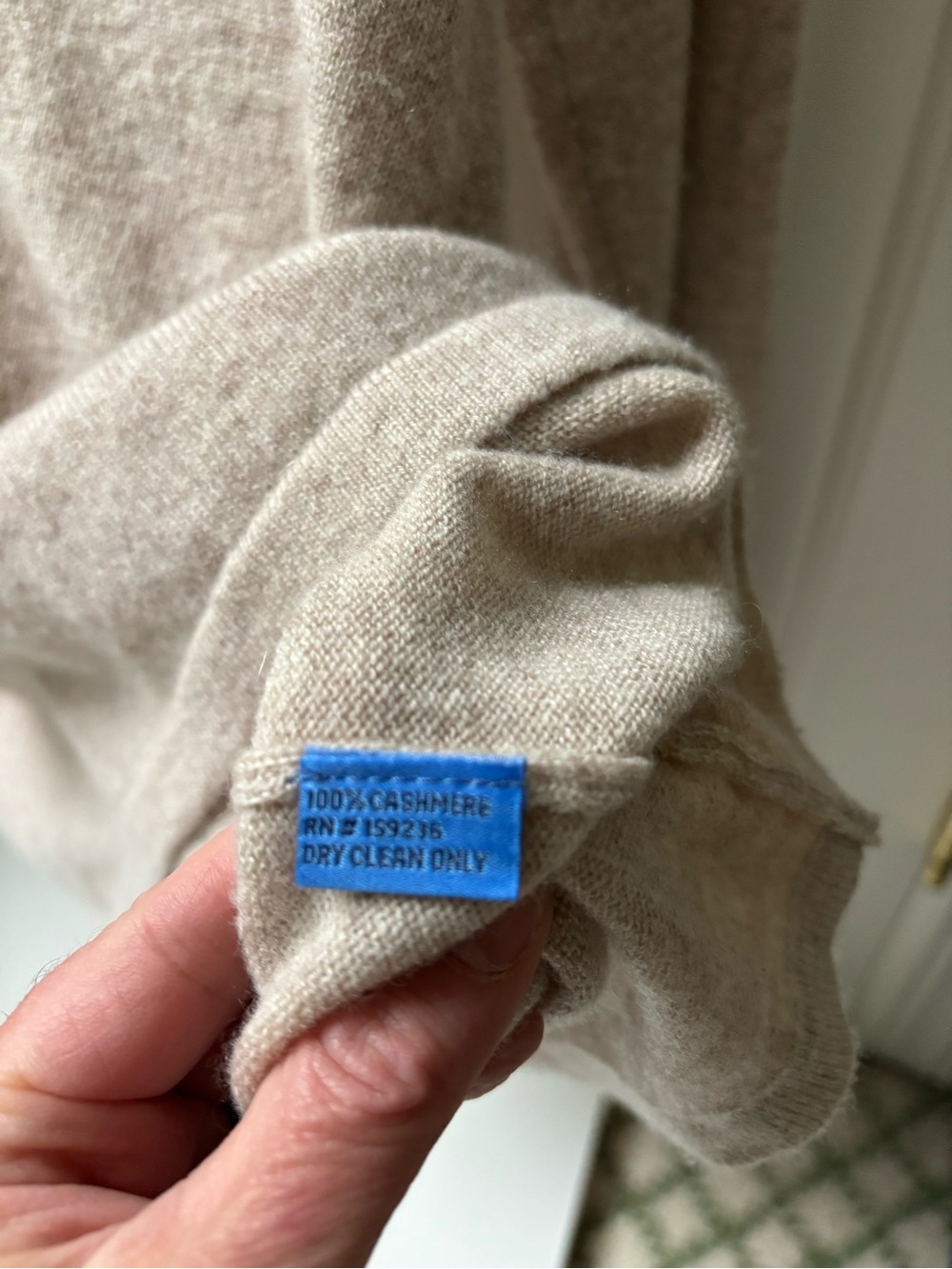 J. McLaughlin cashmere Heathered Taupe Crewneck Sweater, small - Picture 5 of 6